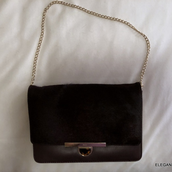 DKNY Espresso Brown Leather Textured Shoulder Bag - Picture 7 of 8